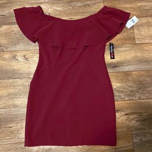 Maroon off the shoulder dress